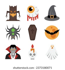 Halloween Color Vector Elements Set 