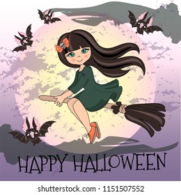 Halloween Color Vector Illustration Set HAPPY HALLOWEEN for Scrapbooking Party and Digital Print on Card And Photo Mystic Album