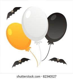 halloween colored balloons isolated on white
