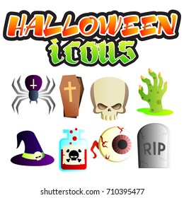Halloween colored icons set titled Beautiful Letters. Perfect image for your web design, logo, applications