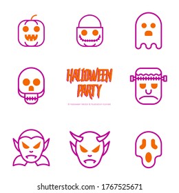 Conjunto de iconos de ilustración de vector de color de Halloween