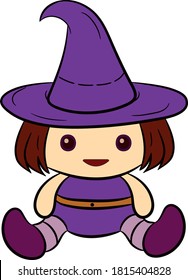 Halloween colored witch cartoon character