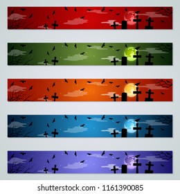 Halloween colorful banners vector templates collection