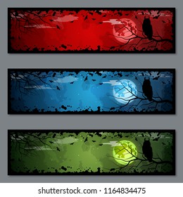 Halloween colorful banners vector templates collection