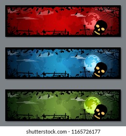 Halloween colorful banners vector templates collection