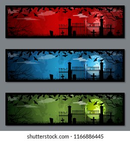 Halloween colorful banners vector templates collection