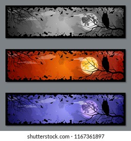 Halloween colorful banners vector templates collection