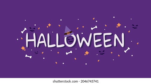 Halloween colorful bright web banner congratulation - Vector illustration