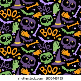 Halloween colorful cute seamless pattern 