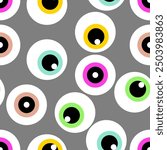 Halloween Colorful eyeball seamless pattern background 