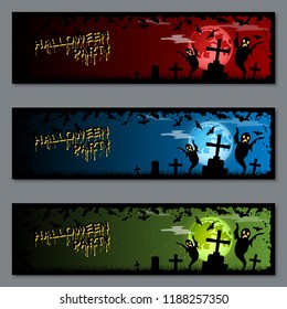Halloween colorful horizontal banners vector templates collection