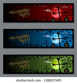 Halloween colorful horizontal banners vector templates collection