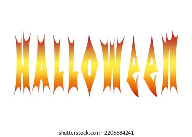 Halloween colorful lettering, gradient yellow orange red, on white background. Vector illustration