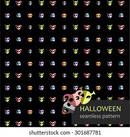 Halloween colorful pattern with paper folded creatures