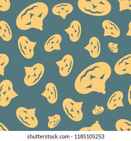 Halloween colorful  seamless pattern. Seamless background with Jack of the lantern. Mystic pattern with pumpkins on color background. Vector illustration.