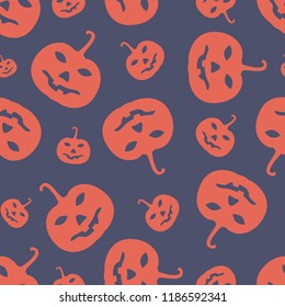 Halloween colorful  seamless pattern. Seamless background with Jack of the lantern. Mystic pattern with pumpkins on color background. Vector illustration.