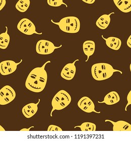 Halloween colorful seamless pattern. Seamless background with Jack of the lantern. Mystic pattern with pumpkins on color background. Vector illustration.
