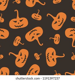 Halloween colorful seamless pattern. Seamless background with Jack of the lantern. Mystic pattern with pumpkins on color background. Vector illustration.