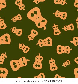 Halloween colorful seamless pattern. Seamless background with Jack of the lantern. Mystic pattern with pumpkins on color background. Vector illustration.