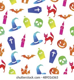 Halloween colorful seamless pattern background. vector illustration
