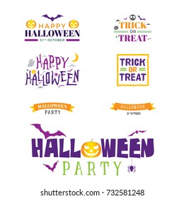 Halloween colorful typography  set