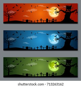 Halloween colorful vector banners collection