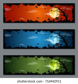 Halloween colorful vector banners collection