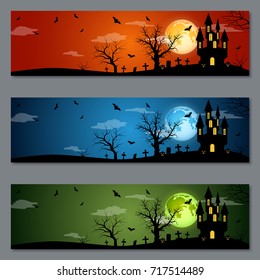 Halloween colorful vector banners collection