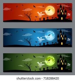 Halloween colorful vector banners collection