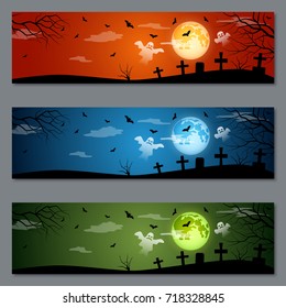 Halloween colorful vector banners collection