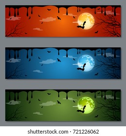 Halloween colorful vector banners collection