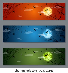 Halloween colorful vector banners collection
