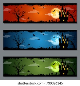 Halloween colorful vector banners collection