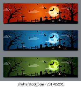 Halloween colorful vector banners collection