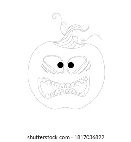Halloween coloring book. Funny pumpkin on a white background. Children's coloring