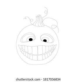 Halloween coloring book. Funny pumpkin on a white background. Children's coloring