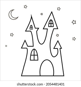 Halloween coloring book page castle