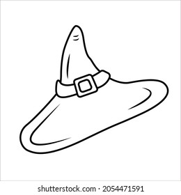 Halloween coloring book page witch`s hat