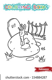 Halloween coloring book. zombie in the cemetary. Album format