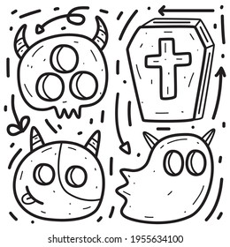 Halloween Coloring Cartoon Doodle Design