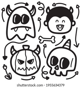 Halloween Coloring Cartoon Doodle Design