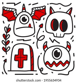 Halloween Coloring Cartoon Doodle Design