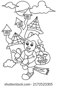 Halloween Coloring Page Book Kids Stock Vector (Royalty Free ...