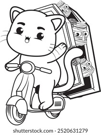 Halloween coloring page with cat for kids