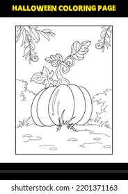 Halloween coloring page for kids. Line art coloring page design for kids.