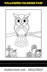 Halloween coloring page for kids. Line art coloring page design for kids.