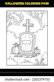 Halloween coloring page for kids. Line art coloring page design for kids.