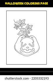 Halloween coloring page for kids. Line art coloring page design for kids.