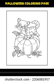 Halloween coloring page for kids. Line art coloring page design for kids.