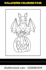 Halloween coloring page for kids. Line art coloring page design for kids.